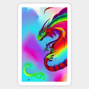 Colorful Hippie Popculture Popart Trippy Dragon Sticker